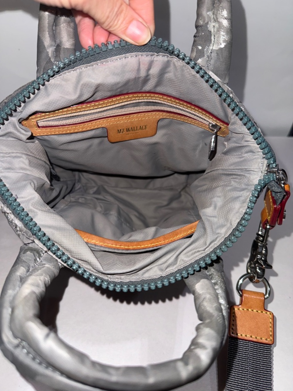 MZ Wallace Silver Metallic Camo Micro Sutton crossbody hand bag - Picture 6 of 7
